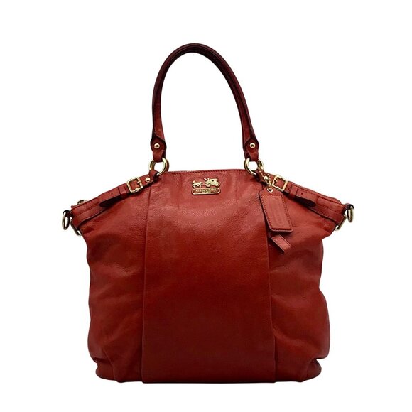 Coach Burnt Orange Leather Madison Lindsey Convertible Satchel 18641 - Picture 1 of 11